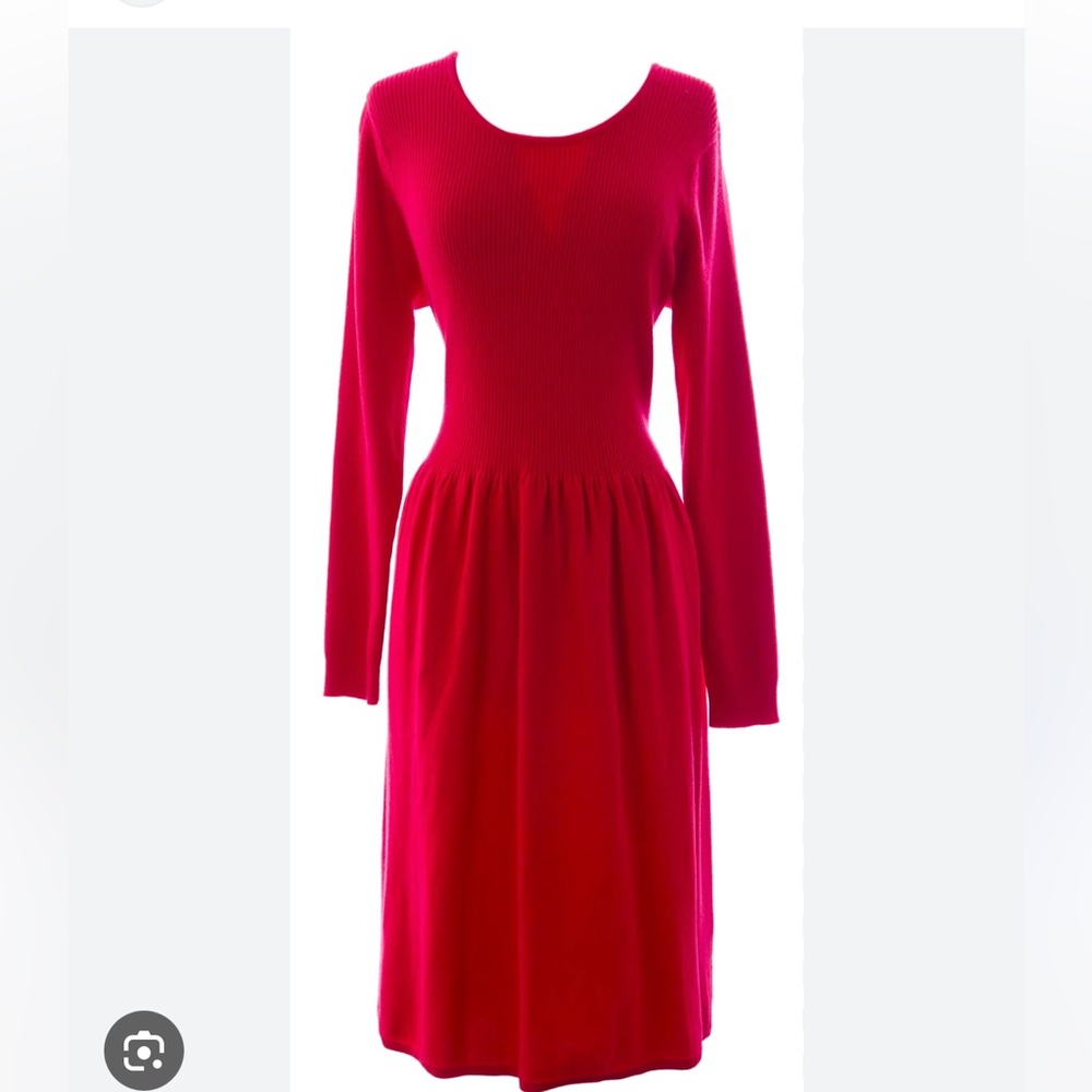 Boden Red Button Back Knitted Laura Dress Size 10 Long - fits like a 12.